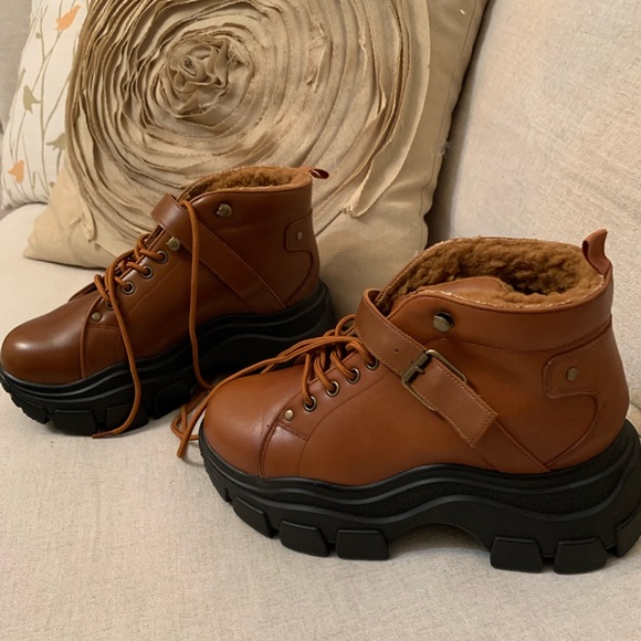 Jeffrey Campbell Accel Chunky Boots Faux Fur 8 - Picture 4 of 12